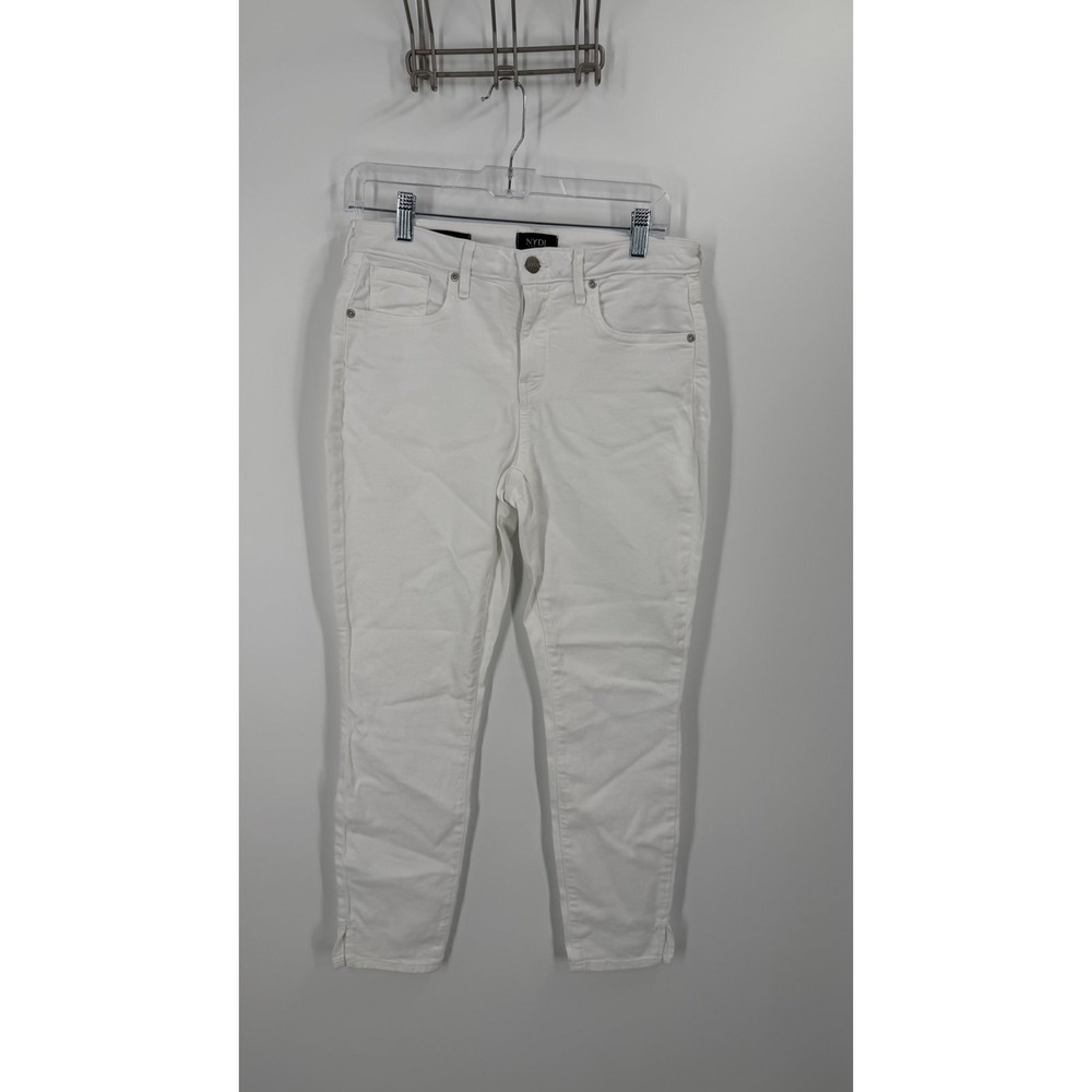 NYDJ Jeans Women 6 White Side Slit Hem Cotton Blend